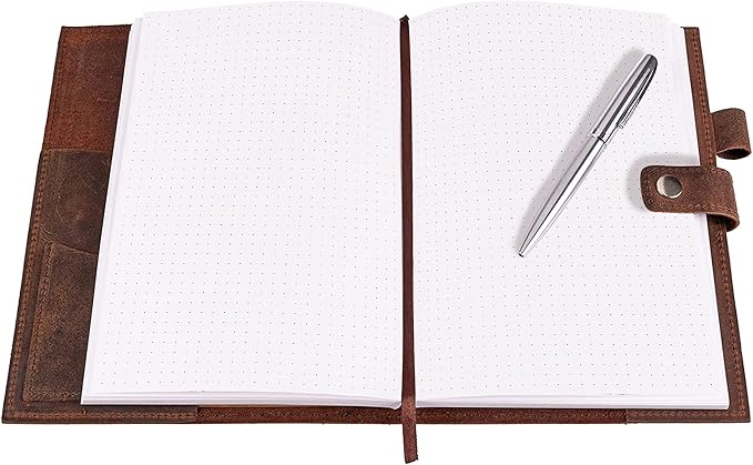 Dot Grid Journal Notebook Paper - by MOONSTER® for Refillable Leather Journals – A5 Hardcover 70gsm Dotted Notebooks for Work 8.25 x 5.75 Inches with 320 Page Refill Note Book and Helpful Bookmark