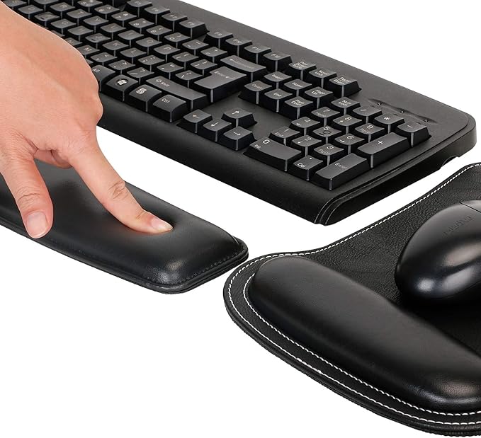 RICHEN Keyboard Wrist Rest Pad and Mouse Wrist Rest Support Mouse Pad Set,Sturdy & Comfortable & Lightweight for Easy Typing & Pain Relief-Ergonomic Support (Black)