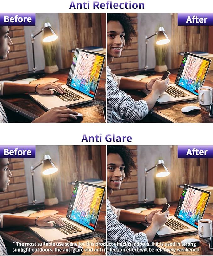 F FORITO 2-Pack Anti Blue Light Matte Screen Protector Compatible with MacBook Air 13.6 inch (2022-2025, M2, M3, M4), Eye Protection Blue Light Blocking & Anti Glare Laptop Screen Protector