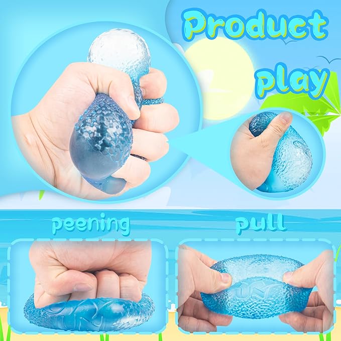 Textured Stress Ball - Fidget Toys for Anxiety Stress Relief, Hand Therapy Squishy Ball, Fidgets for Classroom Student, Fidget Toy for Kids Adults Children Teens (Blue Ellipsoid)
