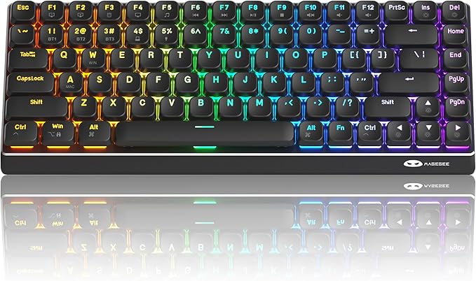 Camiysn Wireless RGB Mechanical Keyboard Moon84 Triple Mode 2.4GHz/BT/USB-C Wired Office Black Keyboard for Computer/Desktop/PC/Laptop/Surface/Smart TV and Windows 10/8/7（Brown Switches）