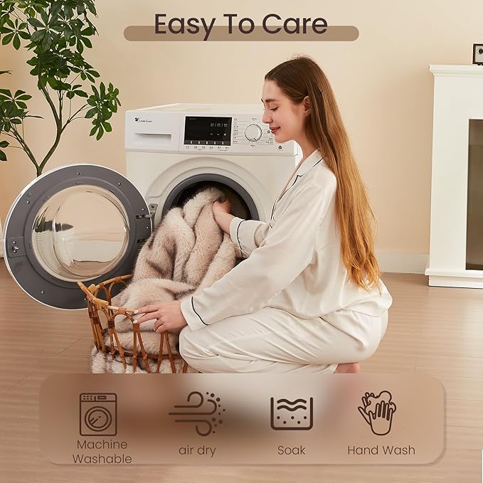 L'AGRATY Faux Fur Throw Blanket: 50''x 60'' Luxury Fluffy Plush Thick Faux Fur Blanket for Bed Couch Sofa - Cozy Soft Fuzzy Blankets for Women Man: Minky Couture Decoration Blanket (Taupe Brown)