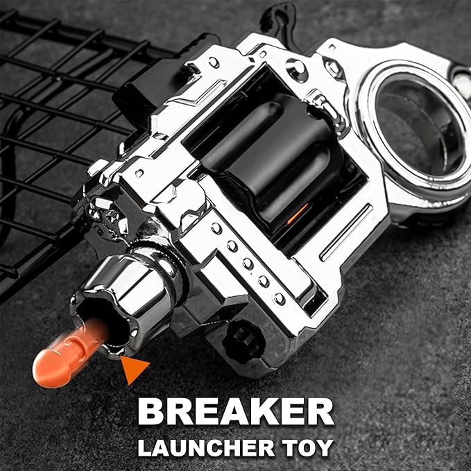 SKEDC Fidget Toys Adults, Alloy Fidget Slider Fidget Clicker Fidget Spinner, EDC Laucher Toy ADHD Tools Executive Desk Toy for Keep Focus & Relief Stress, Cool Gadgets for Men (Silver)