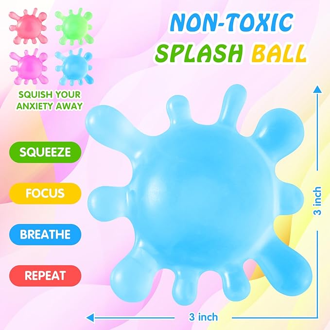 Fidget Toys Stress Balls for Kids, Splat-Tastic Squishy Toy, Stress Splat Toy, Squishies Anxiety Stress Relief, Ice Squishy Stress Cube Malt Sugar Balls, Sensory Ball for Kids with Autism