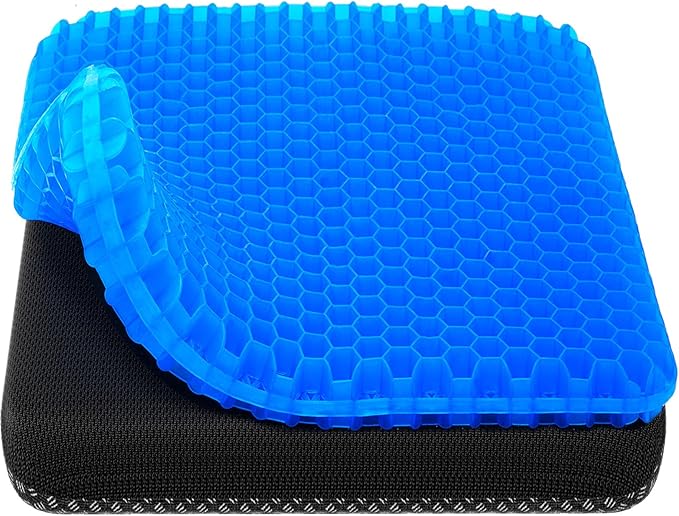 Gel Seat Cushion, Cooling seat Cushion (Super Large & Thick), Breathable Honeycomb Design Absorbs Pressure Points Seat Cushion, Gel Cushion for Office Chair, Home Car seat Cushion for Wheelchair
