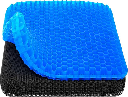 Gel Seat Cushion, Cooling seat Cushion (Super Large & Thick), Breathable Honeycomb Design Absorbs Pressure Points Seat Cushion, Gel Cushion for Office Chair, Home Car seat Cushion for Wheelchair
