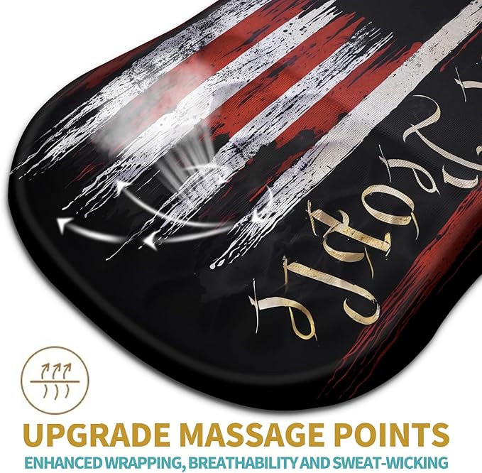 Hokafenle Ergonomic Mouse Pad Wrist Support with Massage Design, Wrist Rest Pain Relief Mousepad with Memory Foam&Non-Slip PU Base, Mouse Pads for Wireless Mouse & Desk (12x8 inch,Flag)