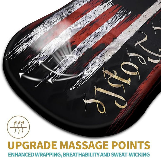 Hokafenle Ergonomic Mouse Pad Wrist Support with Massage Design, Wrist Rest Pain Relief Mousepad with Memory Foam&Non-Slip PU Base, Mouse Pads for Wireless Mouse & Desk (12x8 inch,Flag)