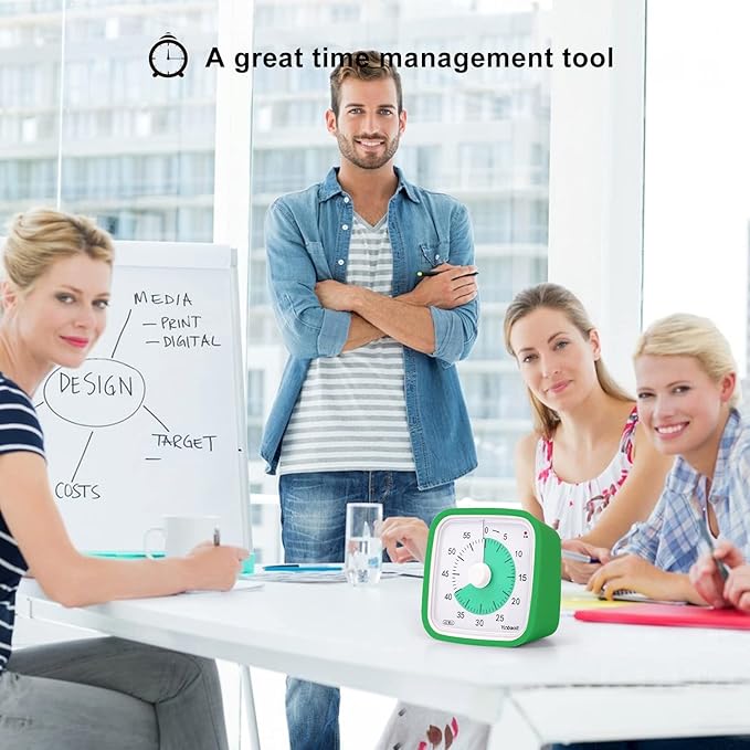 Yunbaoit Visual Timer with Protective Case, 60 Minute Silent Countdown Timer for Kids and Adults Clock Time Management Tool(Green)