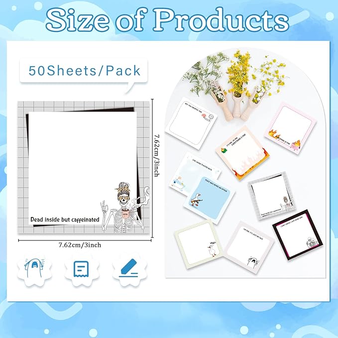 Funny Sticky Notes Gifts - 9 Pack Funny Sticky Notes 3x3 Inch Office Gifts for Coworkers Everything is Fine Post Memo Pads Work Gag Self-Stick Notepads Office Study Supplies 450 Sheets