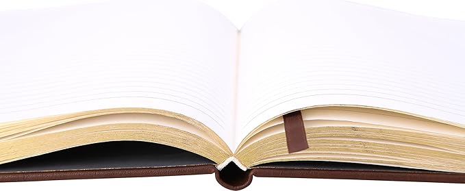 Eccolo Large Lined Journal Notebook, Flexible Cover, Writing Journal, 256 Ruled Ivory Pages, Ribbon Bookmark, Lay Flat, Desk Size for Work or School, Size 8X10, Brown Leatherette