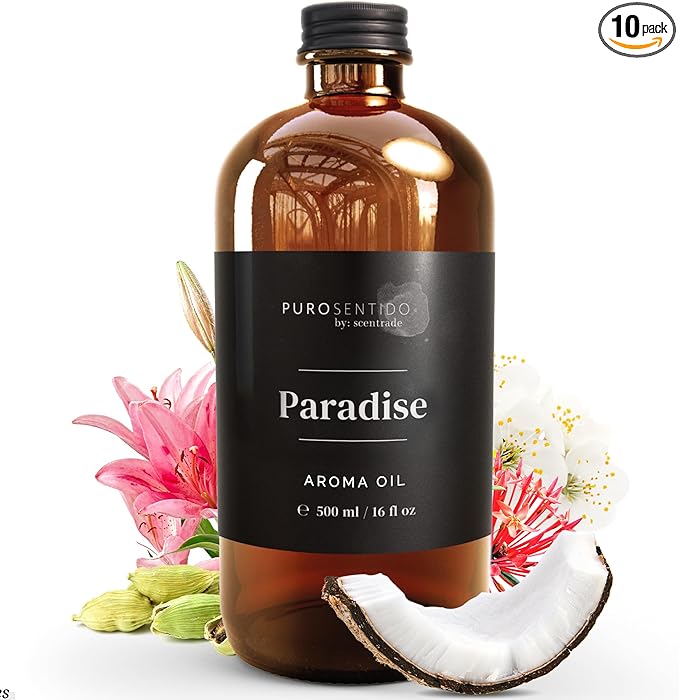 PuroSentido Paradise Tropical Aroma Oil (500 ml) - Luxury Essential & Fragrance Oil for Diffusers and Humidifiers, Creamy Coconut, Floral Notes & Soft Woods Home & Hotel Scent