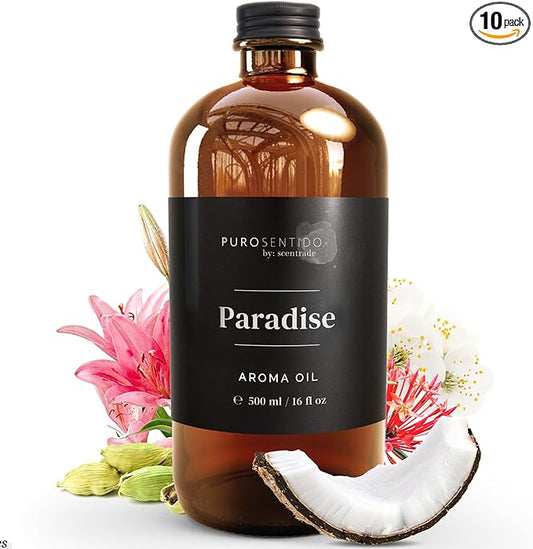 PuroSentido Paradise Tropical Aroma Oil (500 ml) - Luxury Essential & Fragrance Oil for Diffusers and Humidifiers, Creamy Coconut, Floral Notes & Soft Woods Home & Hotel Scent