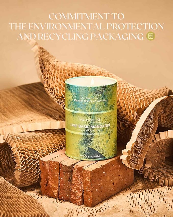 M&SENSE Lime Basil Mandarin Scented Candles Natural Non Toxic, Aromatherapy Candle for Stress Relief Meditation Relaxing, Housewarming Gifts for Women Men, 11.3oz 70 Hour Long Burning