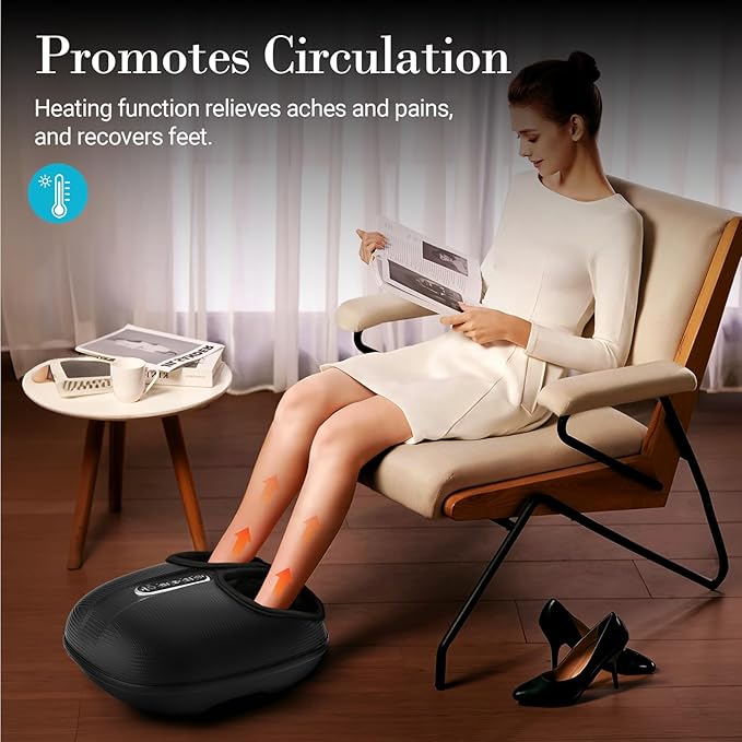 Foot Massager with Heat, Shiatsu Feet Massager with Remote Control, Multi-Level Compression Deep Knead Foot Massage for Neuropathy & Plantar Fasciitis, Fits Up to 13", Gifts