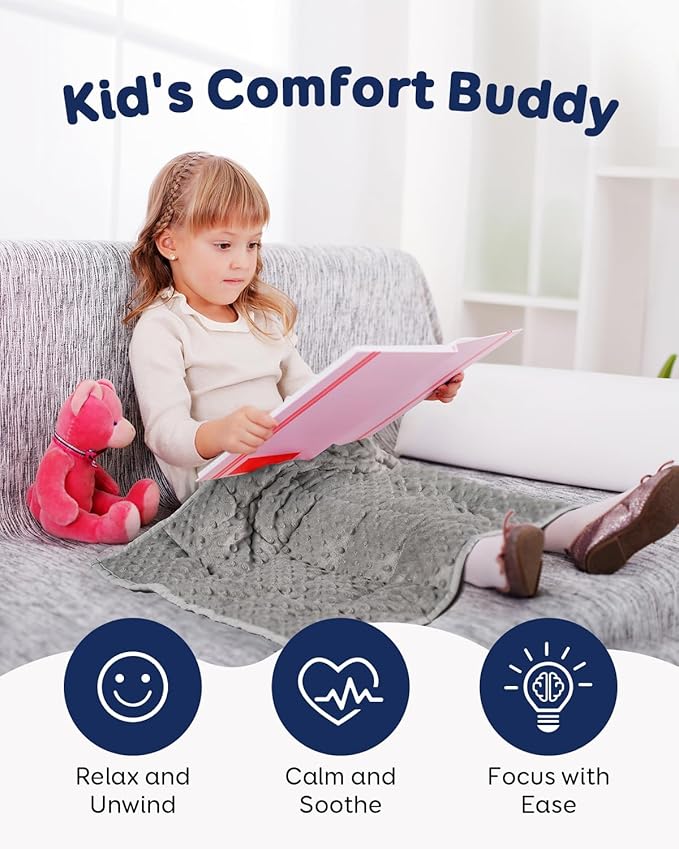 Kivik Weighted Lap Pad, Minky Dots Small Weighted Blanket 2lbs, 20"x30", Ultra-Soft Weighted Throw Blankets, All-Season Cozy Breathable Mini Lap Blanket for Calming and Better Sleep, Washable, Grey