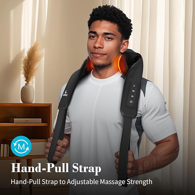 Shiatsu Neck Massager with Heat - Ideal Gifts for Her,Him,4D Cordless Deep Tissue Kneading Massage for Pain Relief,Rechargeable Massage for Neck,Shoulder,Traps and Back