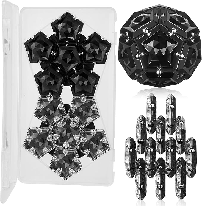 LAFFTRAK Magnetic Fidget Sphere Magnet Toys - Crystal Black - Magnets Sensory Toys - 12 Piece Set - Creativity Beyond Imagination, Inspirational, Recreational, Fun Desk Toy for Adults