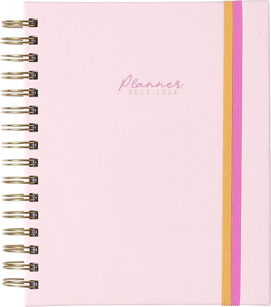 2025-2026 Eccolo Spiral Agenda Planner, Pink Dual Elastics, Weekly & Monthly Pages, 18 Months, Sticker Sheets, Inspirational Quotes (7.75 x 8.75, July 2025 - Dec 2026)
