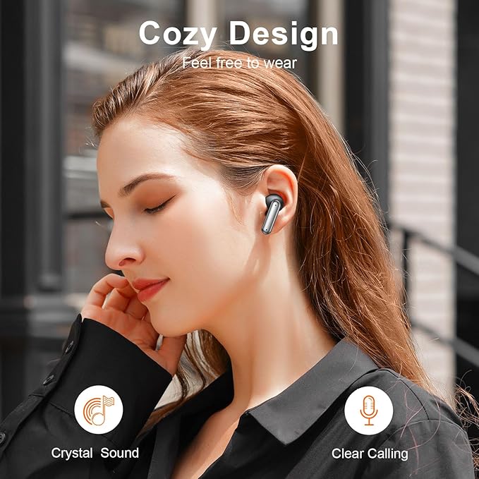 ZIUTY Wireless Earbuds Bluetooth Headphones, 50H Playtime Ear Buds with Mic, LED Digital Display Charging Case, IPX7 Waterproof, Deep Bass Stereo, in-Ear Earphone for iPhone Andriod Phone