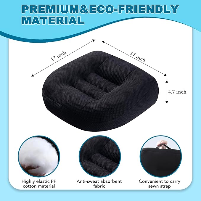Office Chair Cushions for Back and Butt, Ergonomic Chair/Seat Cushion for Long Sitting, Sitting Pillow for Automobile, Wheelchair, Computer, Office Chair Hip Support Black