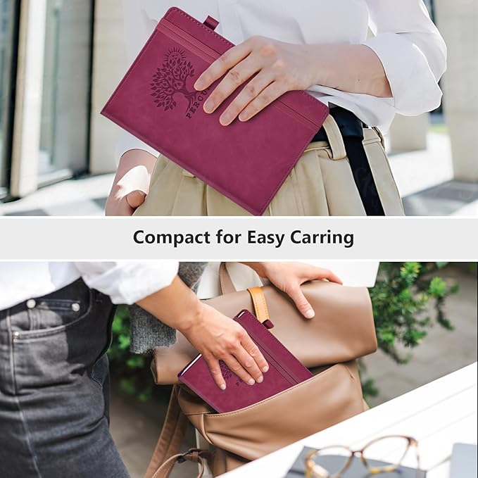 PERCUN Graph Paper Notebook, 160 Pages Grid Journal for women & men, A5 Hardcover Leather Graphing Notebook for School, Work, Travel, Note Taking 5.9”x8.5” (Burgundy)