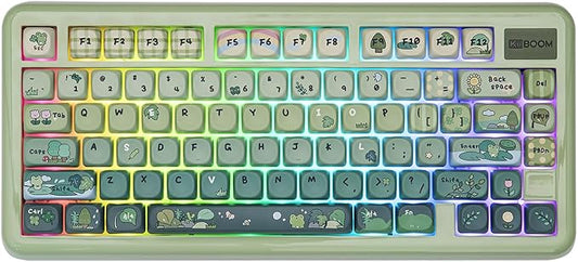 KiiBoom Phantom81 Lite 75% Gasket Mechanical Keyboard, QMK&VIA Programmable, 3 Modes Wireless Gaming Keyboard, RGB Backlights, ABS Case + UV Tech, Hot-Swappable for Windows/Mac/Linux (Green)