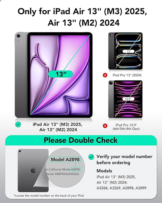ESR 2 Pack Armorite Screen Protector for iPad Air 13 Inch M3/M2 (2025/2024), 9H Hardness Tempered Glass Film with UltraFit Tray, Military Grade Protection, HD Clarity, Dust and Bubble Free