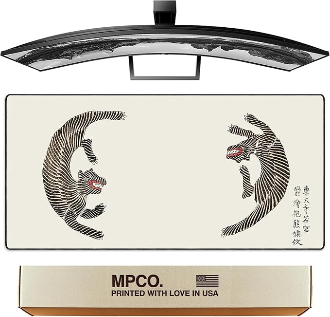 MPCO. Ukiyo-E Large Gaming Desk Pad - 36" x 17" Aeroglyde Fabric Taguchi Desk Mats - Washable, Smooth Glide for Precision Gaming & Work
