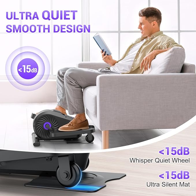 FUNMILY Under Desk Elliptical, Desk Bike Pedal Exerciser, Fully Assembled Leg Exerciser 2 in 1 Seated Standing Elliptical, Ultra-Quiet Mini Elliptical Machines for Home Office Use