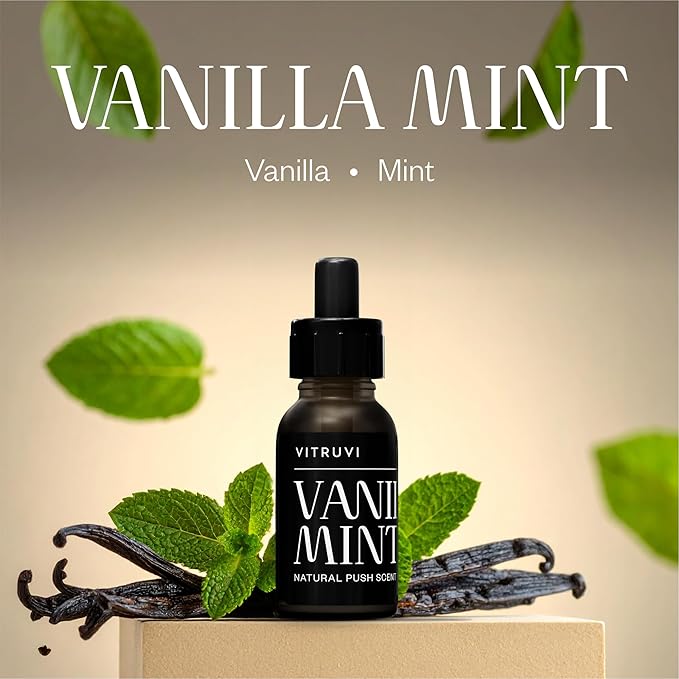 Vitruvi Push Plug-in Wall Diffuser – Starter Kit with Vanilla Mint Refill, Made with Natural Ingredients – Covers 200 Sq Ft – Long-Lasting Scent Up to 500 Hours – White