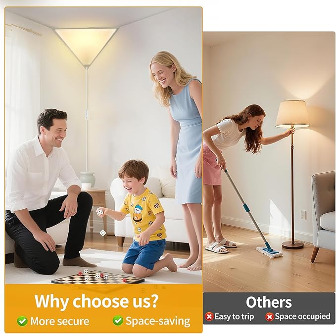 Easy Installation Corner Light with Linen Shade, 2 Pack Corner Lights for Living Room, Space-Saving Plug in Ceiling Light with Switch, Modern Apartment Lighting for Bedroom, Office, Study