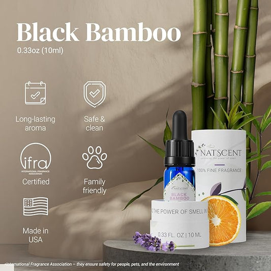 Black Bamboo Essential Oils for Diffusers for Home, Nature-derived Bamboo Essential Oil, Long-Lasting & Family-Friendly Diffuser Oils Scents, IFRA Certified, Cold Air & Ultrasonic - 0.33 oz