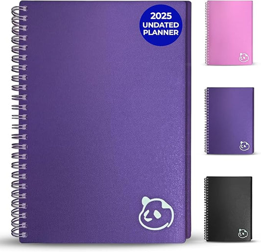 Panda Planner 2025-2026 Undated Weekly Planner – Spiral Notebook 5.75" x 8.25" with 52 Weeks, Habit Tracker & Weekly To-Do Lists – Academic Planner & Productivity Organizer for Home, Office & School (Purple)