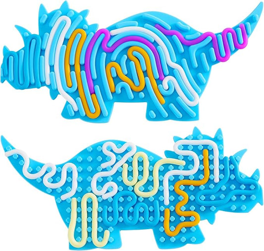 1Pcs Dinosaur Sensory Activity Board, Fidget Sensory Toys for Kids Adults, Duble Sided Design Kids Busy Board for Fine Motor Skill, Calm Down Toy for Stress Relief, Calming, Focus, ADHD and Autism