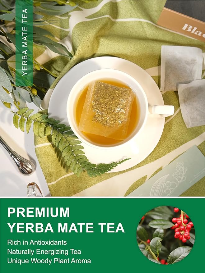 TeeLux Yerba Mate Tea Bags, Unsmoked Yerba Mate Tea, Rich in Antioxidant, Refreshing & Smooth Taste, Hot & Iced Tea, 100 Count
