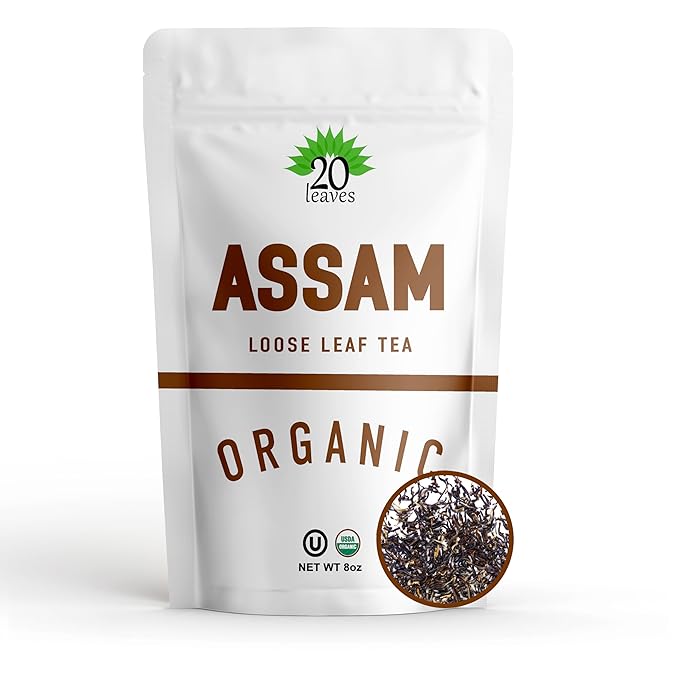 Assam Loose Leaf Black Tea - 100% Certified Organic - 8oz Pouch - Resealable Bag - 1 Pack