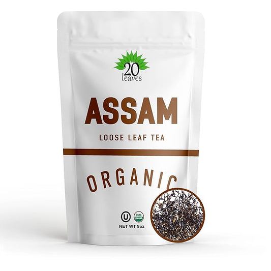 Assam Loose Leaf Black Tea - 100% Certified Organic - 8oz Pouch - Resealable Bag - 1 Pack