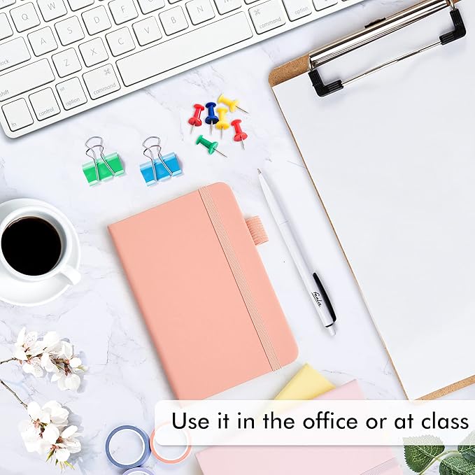 feela 3 Pack Pocket Small Notebook Journals, Mini Cute Hardcover College Ruled Notepad Women Office Supplies, with 3 Black Pens, 3.5”x 5.5”, A6, Pastel Colors, Light Yellow, Light Pink, Pale Orange