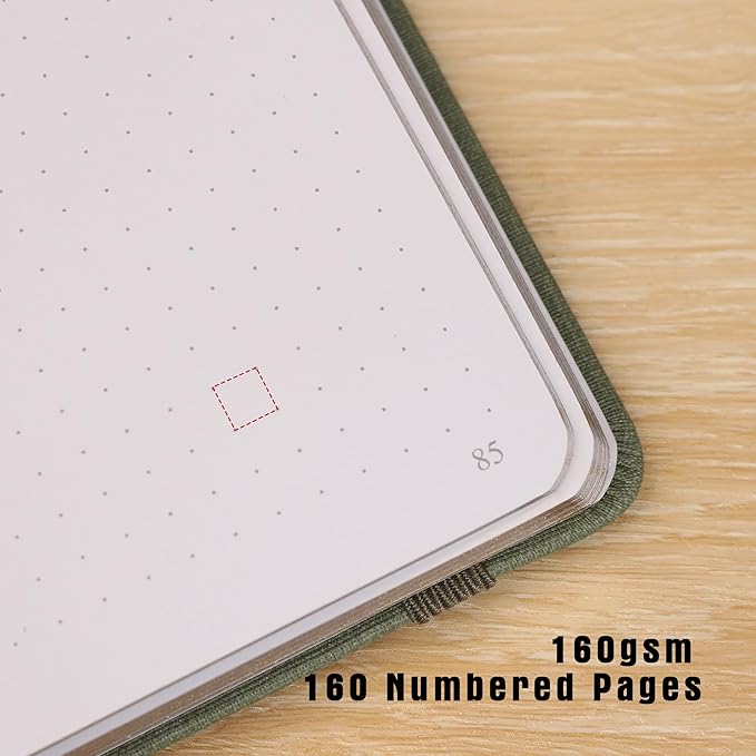 TIEFOSSI Dotted Journal Notebook, Dot Grid Notebook for Women Men, Hardcover PU Leather Journal, 160 GSM Thick Paper, 160 Numbered Pages with Gold Edges, 8 x 8 Square Diary