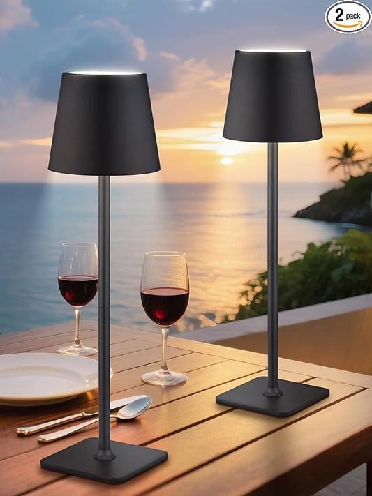 Cordless Lamps Set of 2,6000mAh Battery Powered Lights,Dimmable+3 Colors Rechargeable Lamps Cordless Table Lamp,Portable Light,Wireless Lamp for Bedroom/Living Room/Kitchen/Bathroom/Outdoor