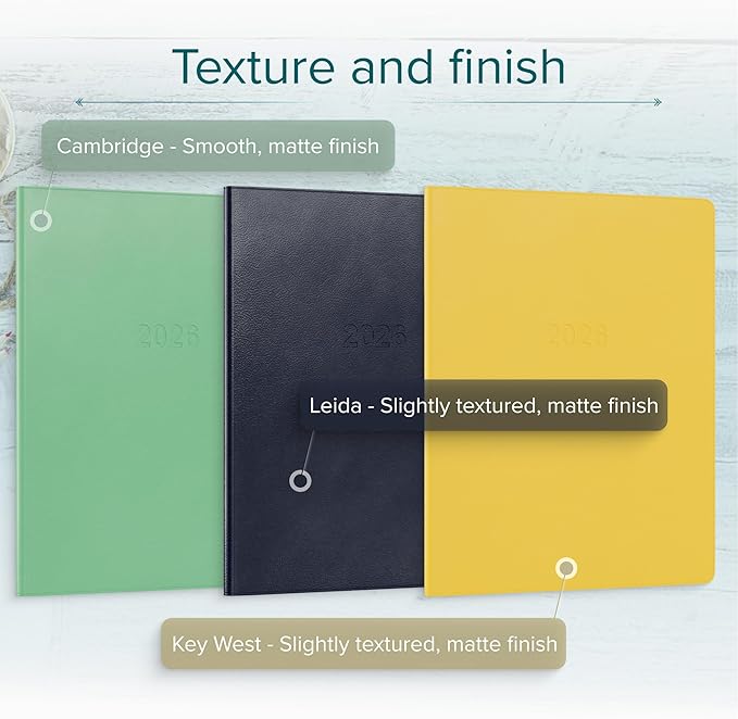 Harbor Large Monthly Planner 2025-2026, Calendar Planner and Notebook, Durable Faux Leather, 14 Months, 96 Pages, Softcover & Lightweight - Leida Pine - 9.75x7.5"