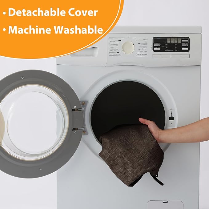 Chair Cushions for Dining Chairs, 2" Thick Seat Cushions for Kitchen Chairs, D-Shaped Chair Pads with Washable Cover, Ties and Non Slip Backing, 17'' x 16'', Set of 2, Brown