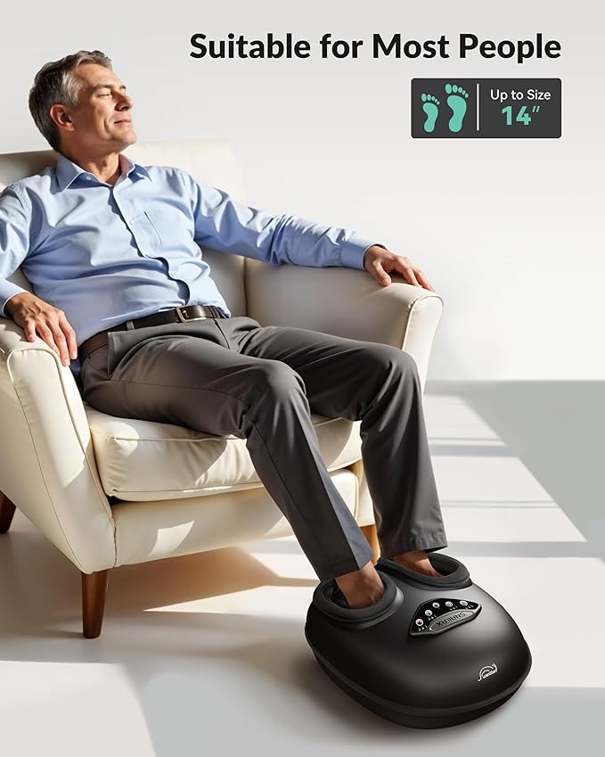 Snailax Foot Massager with Heat, Shiatsu Feet Massager Machine for Plantar Fasciitis Neuropathy, Rolling Compression Foot Massage, Fits Size up to 14“ Multiple Modes, Gifts for Parents