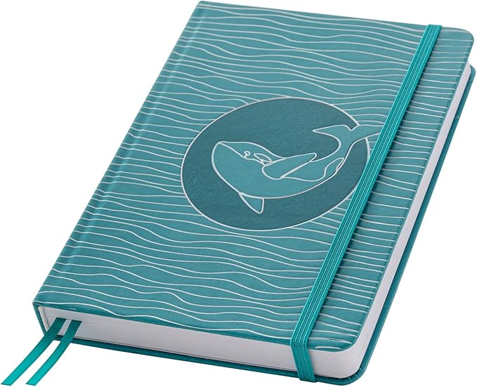 Dot Grid Journal with 160GSM Thick Paper, 192 Pages, A5 Dotted Notebook for Work, School, Travel | 180° Lay Flat, Foil Stamped Cover, Elastic Band, 2 Bookmarks & Inner Pocket (Light Blue)