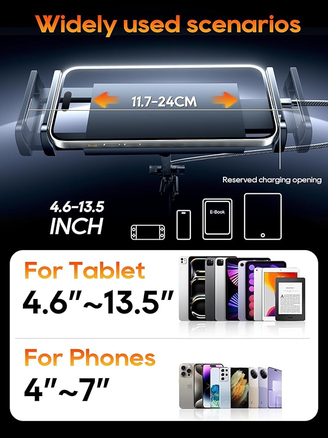 Tablet Clamp (Black with Light, Clamp for Board)