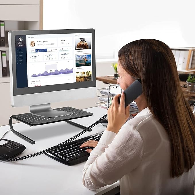 suptek Monitor Stand Riser for Computer,Laptop,Printer, Notebook and All Flat Screen Display with Vented Metal Platform and 4 Inches Height Underneath Storage (MST004)