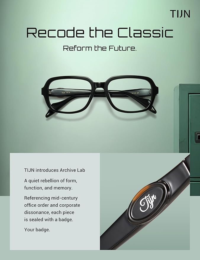 TIJN Vintage Inspired Blue Light Blocking Glasses, Modern Square Acetate Computer Screen Eye Glasses for Woman Men, AL01