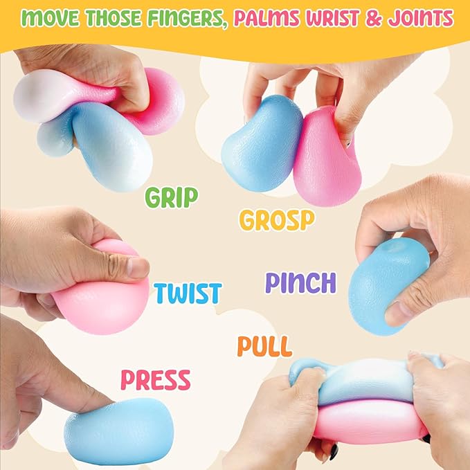 Fidget Toys Stress Balls for Kids & Adults - Changes Color in The Sun -Slow Rise Dough Ball - Fidgets for Classroom - Squishy Fidget Toys Stretchy Squeeze Stress Relief Balls for Anxiety (Dough Blue)