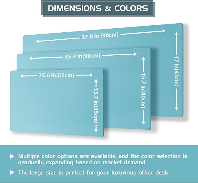 Aothia Double-Sided Desk Pad – 25.6"x13.7" Large Mouse Pad, Leather Desk Mat with Eco Cork Protector, Waterproof Desk Blotter for Office/Home (Blue Topaz)